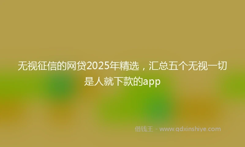 无视征信的网贷2025年精选，汇总五个无视一切是人就下款的app