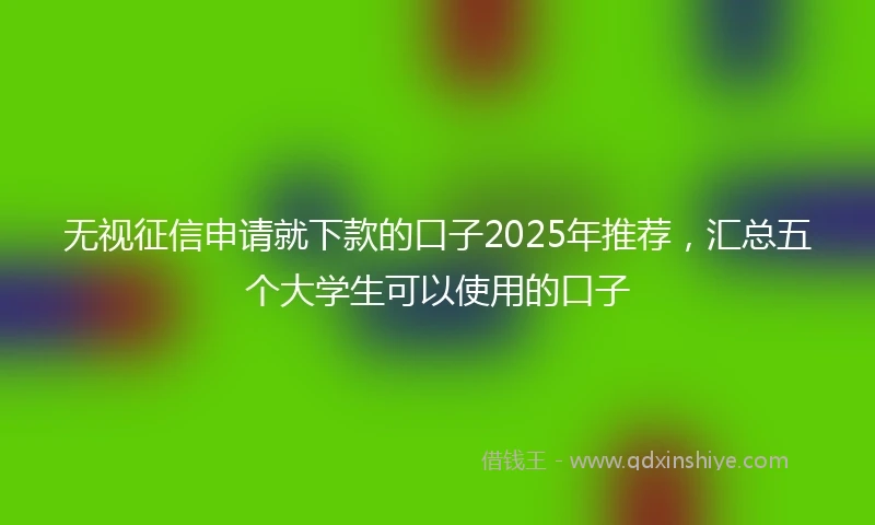 无视征信申请就下款的口子2025年推荐，汇总五个大学生可以使用的口子