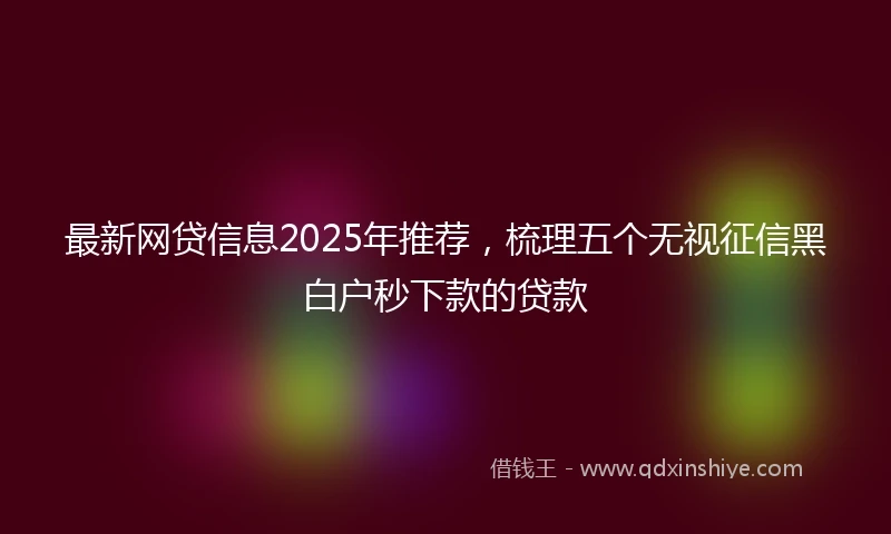 最新网贷信息2025年推荐,梳理五个无视征信黑白户秒下款的贷款