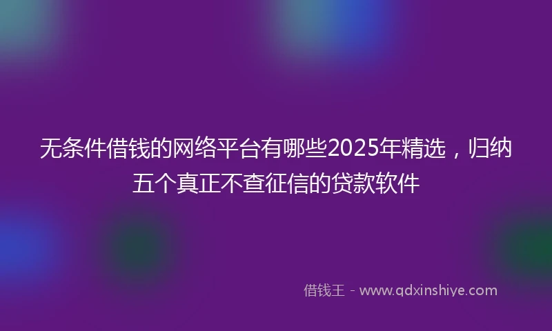 无条件借钱的网络平台有哪些2025年精选，归纳五个真正不查征信的贷款软件