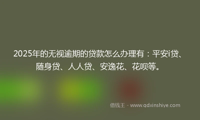 2025年的无视逾期的贷款怎么办理有：平安i贷、随身贷、人人贷、安逸花、花呗等。