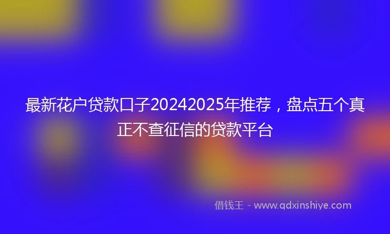 最新花户贷款口子20242025年推荐，盘点五个真正不查征信的贷款平台