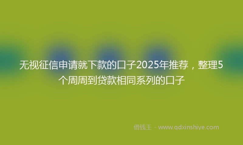 无视征信申请就下款的口子2025年推荐，整理5个周周到贷款相同系列的口子
