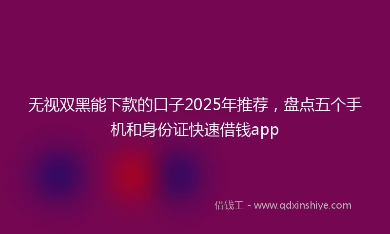 无视双黑能下款的口子2025年推荐,盘点五个手机和身份证快速借钱app