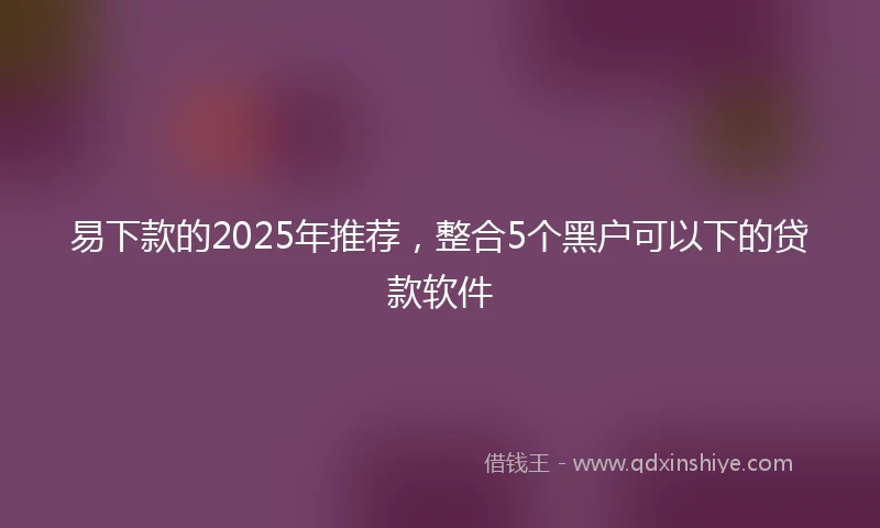 易下款的2025年推荐，整合5个黑户可以下的贷款软件