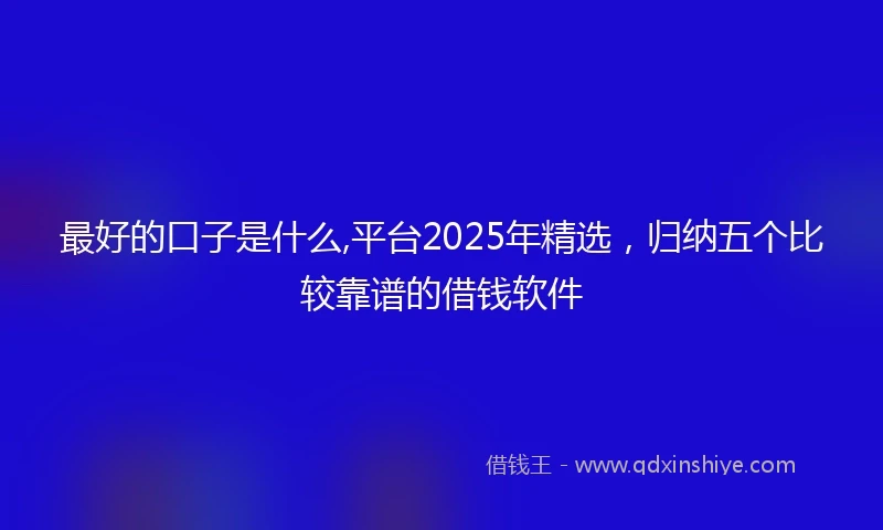 最好的口子是什么,平台2025年精选，归纳五个比较靠谱的借钱软件