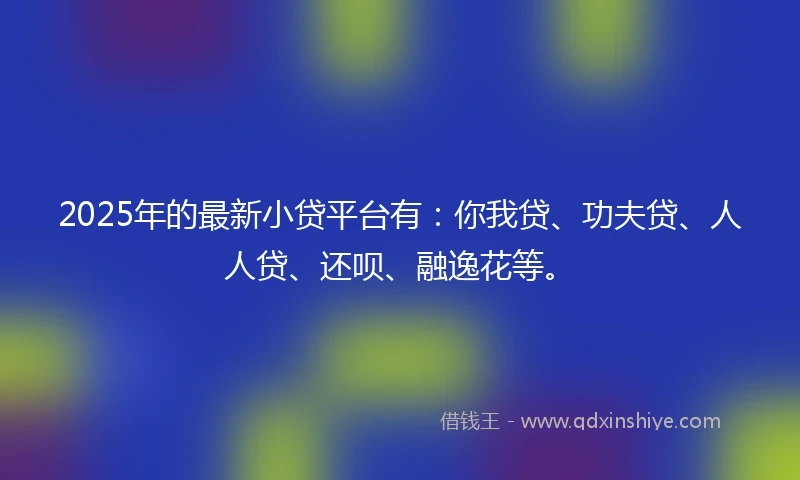 2025年的最新小贷平台有：你我贷、功夫贷、人人贷、还呗、融逸花等。