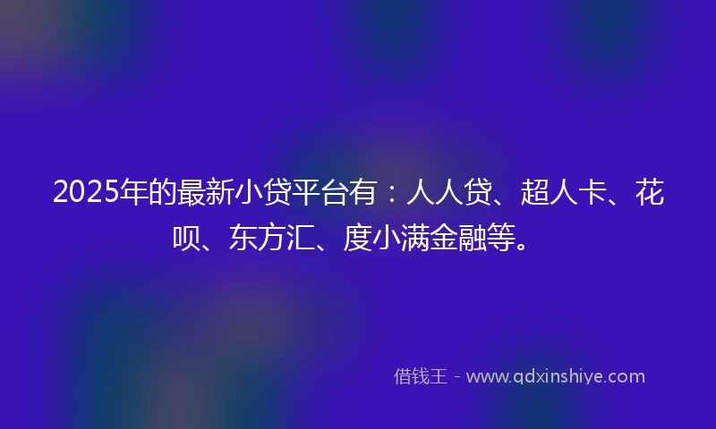 2025年的最新小贷平台有：人人贷、超人卡、花呗、东方汇、度小满金融等。