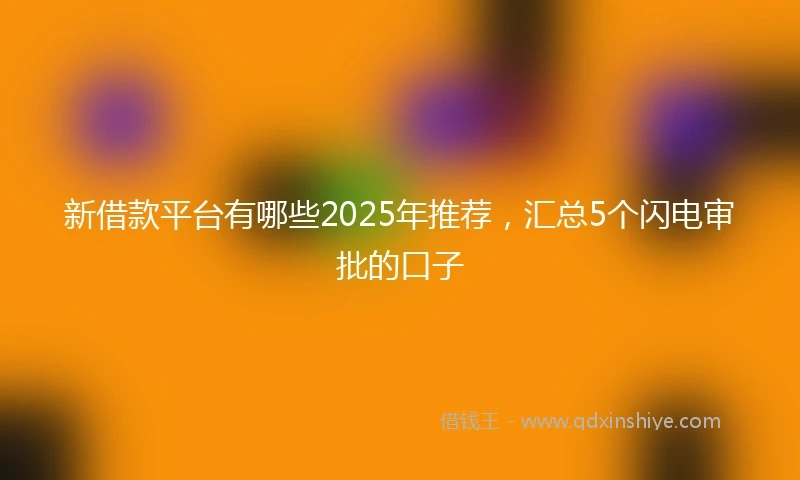 新借款平台有哪些2025年推荐，汇总5个闪电审批的口子