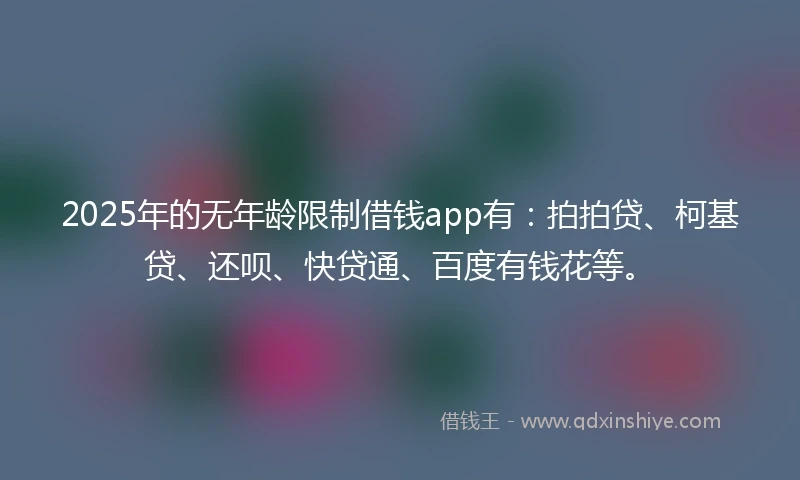 2025年的无年龄限制借钱app有:拍拍贷、柯基贷、还呗、快贷通、百度有钱花等。