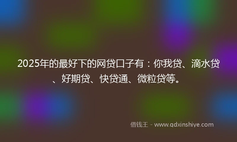 2025年的最好下的网贷口子有：你我贷、滴水贷、好期贷、快贷通、微粒贷等。