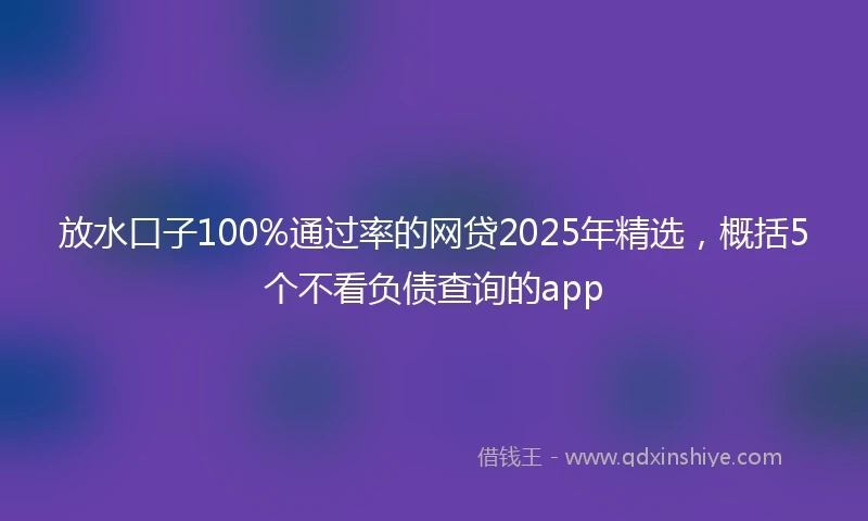 放水口子100%通过率的网贷2025年精选，概括5个不看负债查询的app