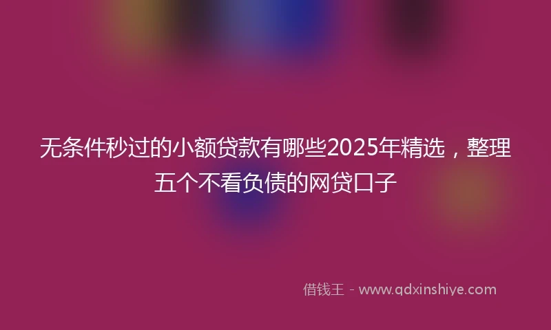 无条件秒过的小额贷款有哪些2025年精选，整理五个不看负债的网贷口子
