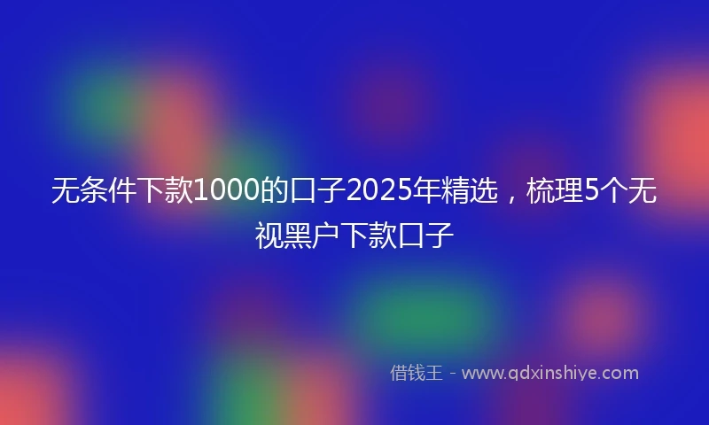 无条件下款1000的口子2025年精选，梳理5个无视黑户下款口子