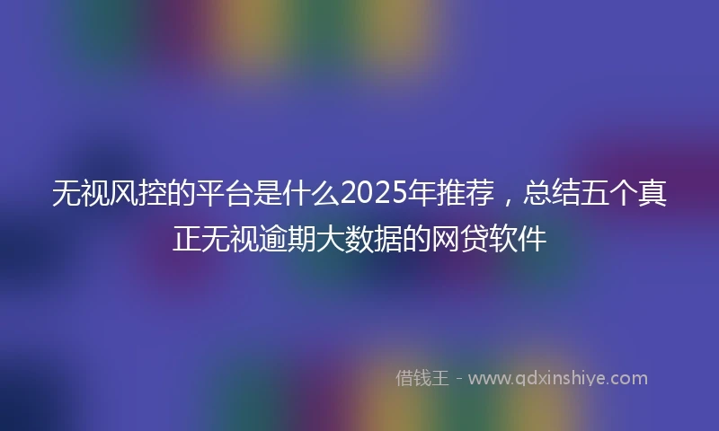 无视风控的平台是什么2025年推荐，总结五个真正无视逾期大数据的网贷软件