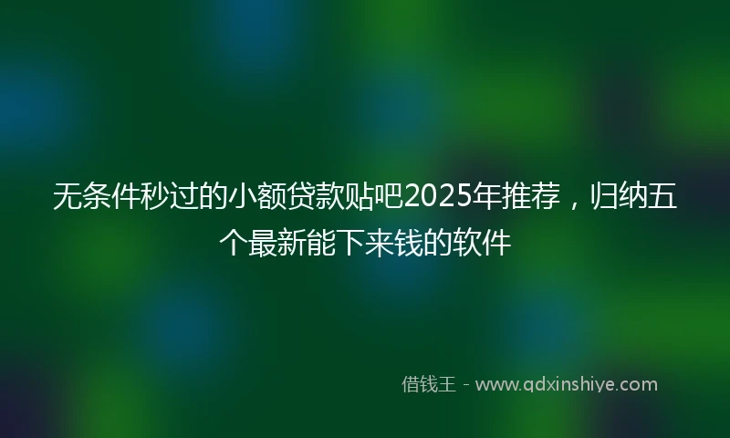 无条件秒过的小额贷款贴吧2025年推荐,归纳五个最新能下来钱的软件