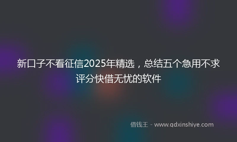 新口子不看征信2025年精选，总结五个急用不求评分快借无忧的软件
