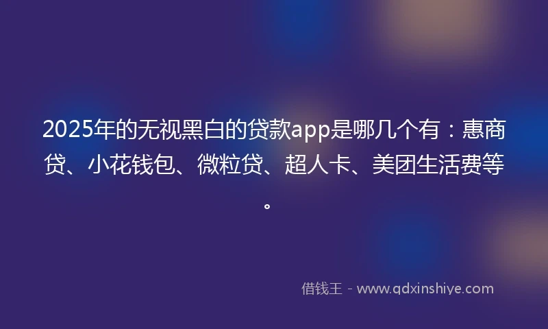 2025年的无视黑白的贷款app是哪几个有:惠商贷、小花钱包、微粒贷、超人卡、美团生活费等。