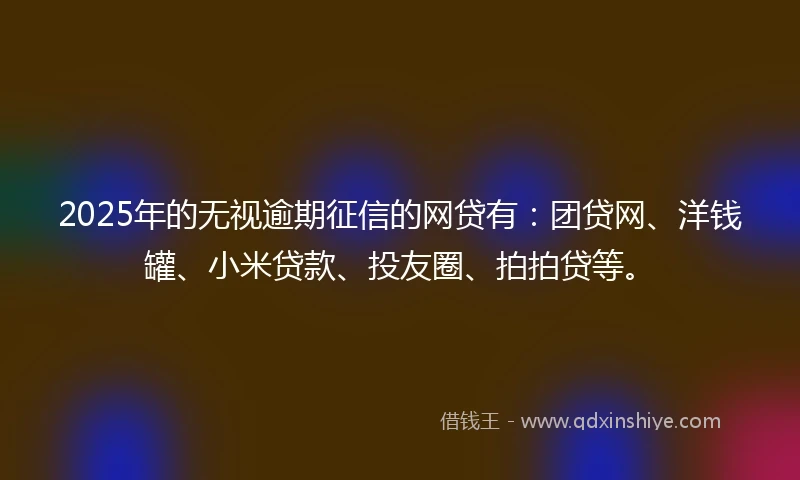 2025年的无视逾期征信的网贷有：团贷网、洋钱罐、小米贷款、投友圈、拍拍贷等。