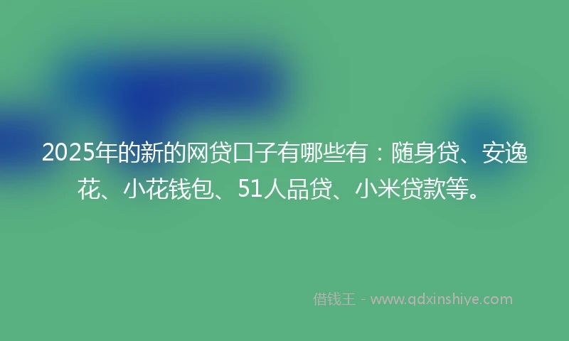 2025年的新的网贷口子有哪些有：随身贷、安逸花、小花钱包、51人品贷、小米贷款等。