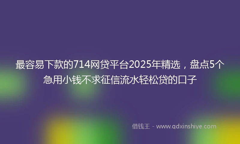 最容易下款的714网贷平台2025年精选，盘点5个急用小钱不求征信流水轻松贷的口子