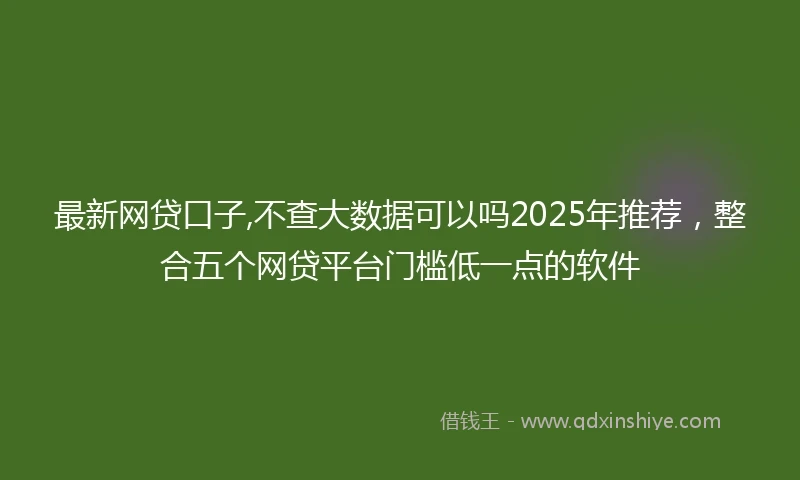 最新网贷口子,不查大数据可以吗2025年推荐，整合五个网贷平台门槛低一点的软件