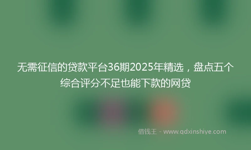 无需征信的贷款平台36期2025年精选，盘点五个综合评分不足也能下款的网贷