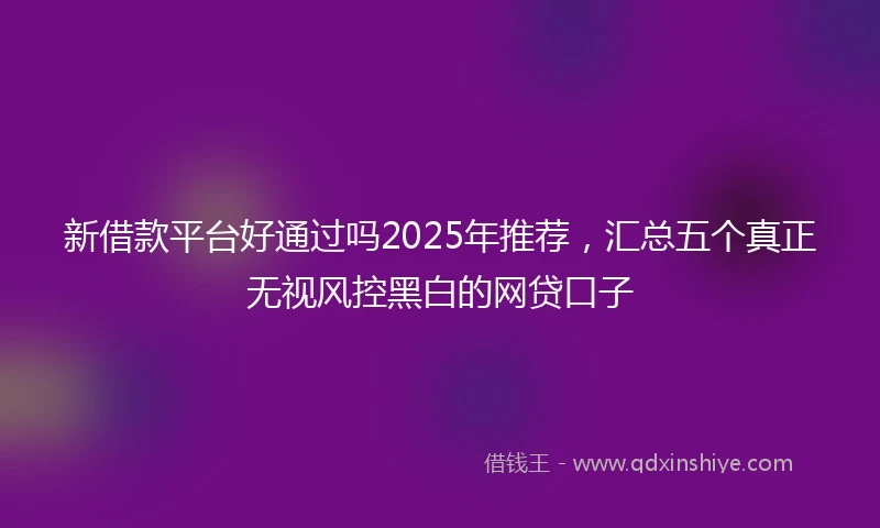 新借款平台好通过吗2025年推荐，汇总五个真正无视风控黑白的网贷口子