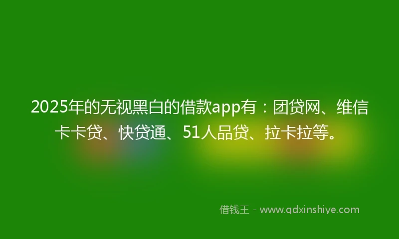 2025年的无视黑白的借款app有：团贷网、维信卡卡贷、快贷通、51人品贷、拉卡拉等。