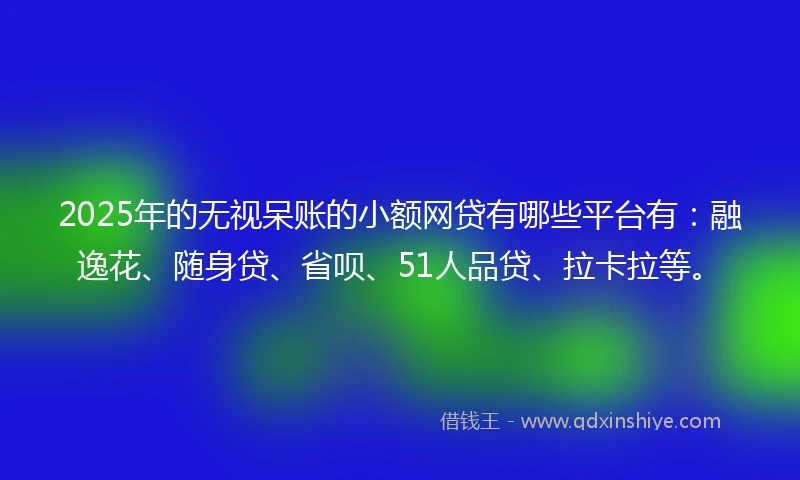 2025年的无视呆账的小额网贷有哪些平台有：融逸花、随身贷、省呗、51人品贷、拉卡拉等。