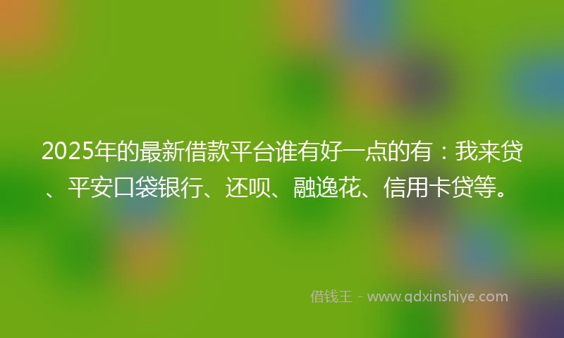 2025年的最新借款平台谁有好一点的有：我来贷、平安口袋银行、还呗、融逸花、信用卡贷等。