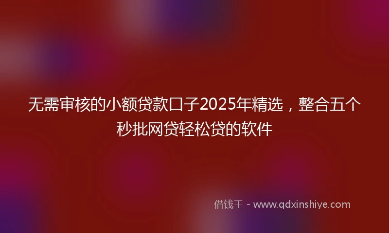无需审核的小额贷款口子2025年精选，整合五个秒批网贷轻松贷的软件