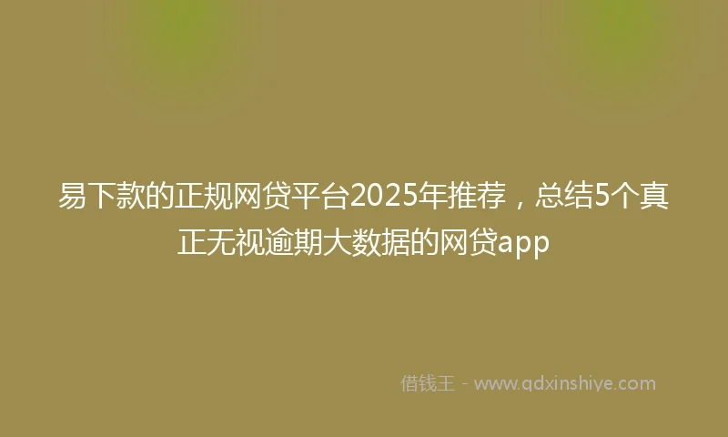 易下款的正规网贷平台2025年推荐，总结5个真正无视逾期大数据的网贷app