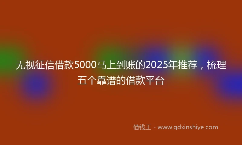无视征信借款5000马上到账的2025年推荐，梳理五个靠谱的借款平台
