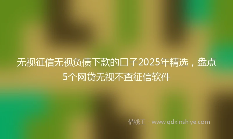 无视征信无视负债下款的口子2025年精选，盘点5个网贷无视不查征信软件