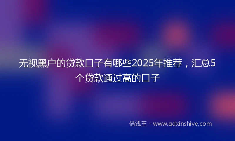 无视黑户的贷款口子有哪些2025年推荐，汇总5个贷款通过高的口子