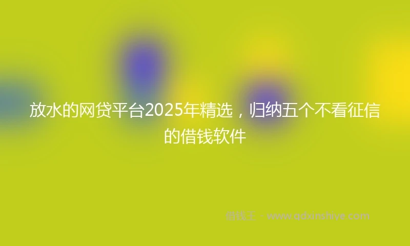 放水的网贷平台2025年精选，归纳五个不看征信的借钱软件
