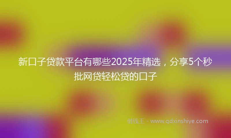 新口子贷款平台有哪些2025年精选，分享5个秒批网贷轻松贷的口子