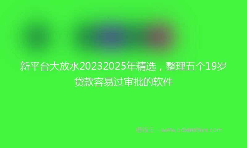 新平台大放水20232025年精选，整理五个19岁贷款容易过审批的软件