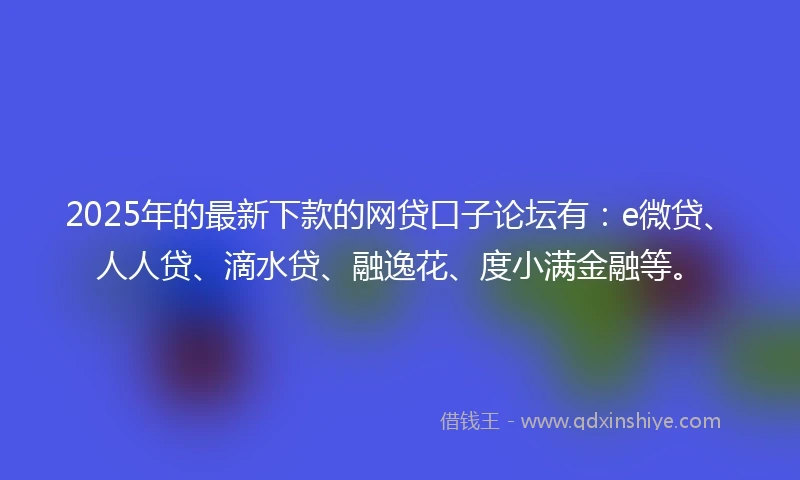 2025年的最新下款的网贷口子论坛有：e微贷、人人贷、滴水贷、融逸花、度小满金融等。