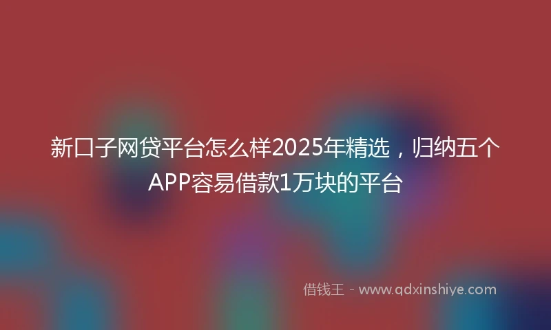 新口子网贷平台怎么样2025年精选,归纳五个APP容易借款1万块的平台