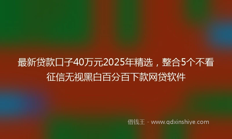 最新贷款口子40万元2025年精选，整合5个不看征信无视黑白百分百下款网贷软件