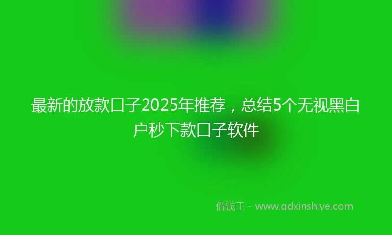 最新的放款口子2025年推荐,总结5个无视黑白户秒下款口子软件