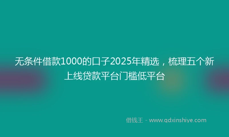 无条件借款1000的口子2025年精选，梳理五个新上线贷款平台门槛低平台