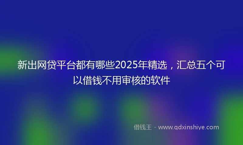 新出网贷平台都有哪些2025年精选，汇总五个可以借钱不用审核的软件