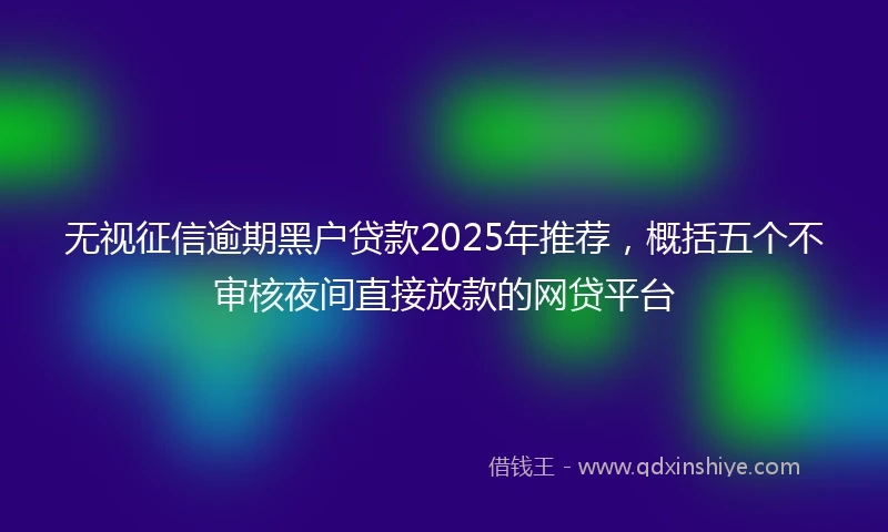 无视征信逾期黑户贷款2025年推荐，概括五个不审核夜间直接放款的网贷平台