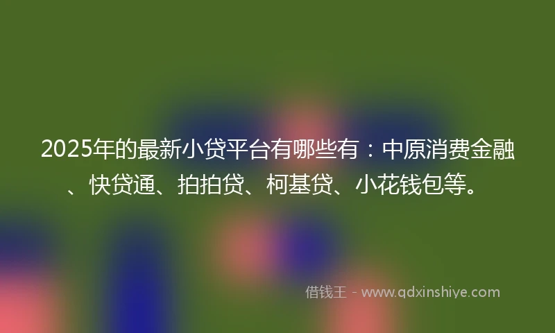 2025年的最新小贷平台有哪些有：中原消费金融、快贷通、拍拍贷、柯基贷、小花钱包等。