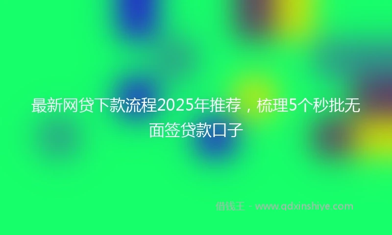 最新网贷下款流程2025年推荐，梳理5个秒批无面签贷款口子