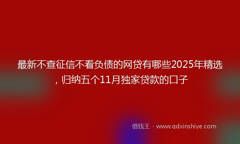 最新不查征信不看负债的网贷有哪些2025年精选,归纳五个11月独家贷款的口子