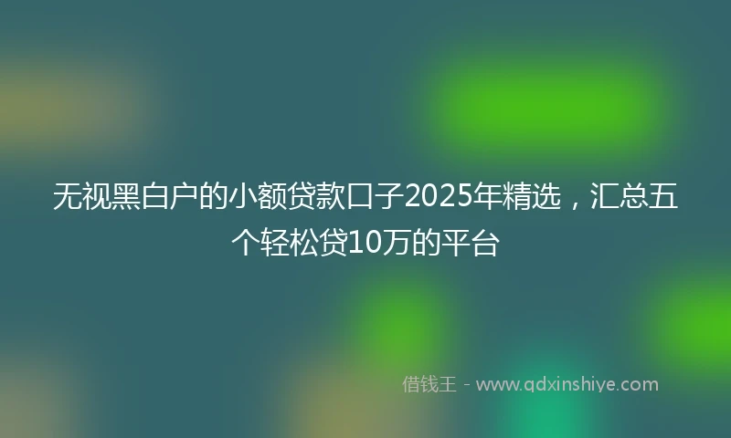 无视黑白户的小额贷款口子2025年精选，汇总五个轻松贷10万的平台